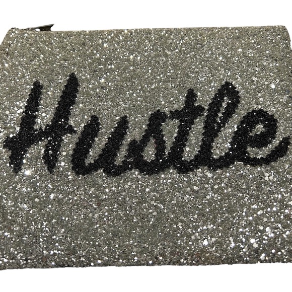Y2K Lisa Bea large glitter zipper ‘Hustle” pouch.  Purchased in the U.K. - Picture 3 of 6
